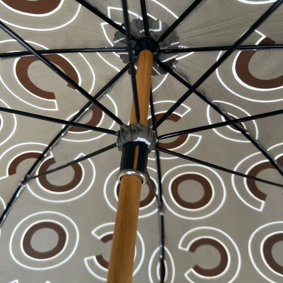 NWD CHANEL 2001 Fall Charcoal Gray Brown Nylon Coco CC Long Umbrella - Picture 11 of 14